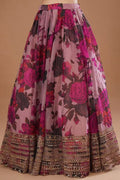Elegant Floral Embroidered Mauve Lehenga Set PR