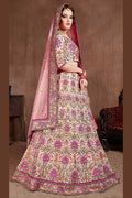 Embroidered Light Pink Silk Lehenga Set with Mirror & Sequin Detailing PR