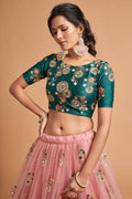 Festive Floral Net Lehenga for Parties & Celebrations in Pink PR