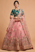 Festive Floral Net Lehenga for Parties & Celebrations in Pink PR