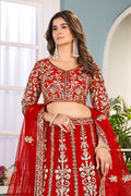 Red Wedding Lehenga Set with Dupatta – Indian Ethnic Wear UK RTI