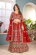 Red Wedding Lehenga Set with Dupatta – Indian Ethnic Wear UK RTI