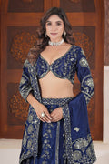 Designer Blue Silk Bridal Lehenga with Heavy Embroidery & Mirror Work RTI