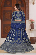 Designer Blue Silk Bridal Lehenga with Heavy Embroidery & Mirror Work RTI