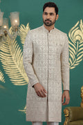Luxury Beige Sherwani with Fine Embroidery – Wedding Collection PR