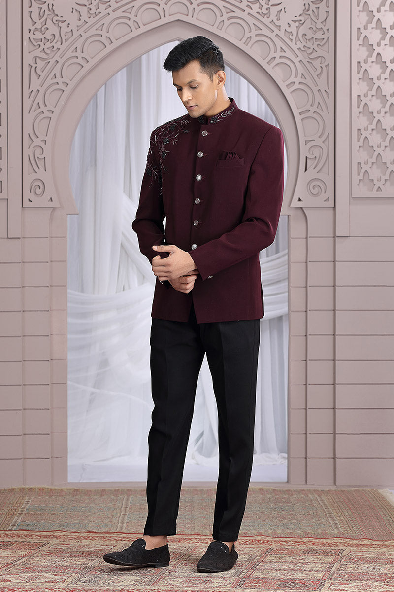 Indian Formalwear for Men – Wine Suit Set PR