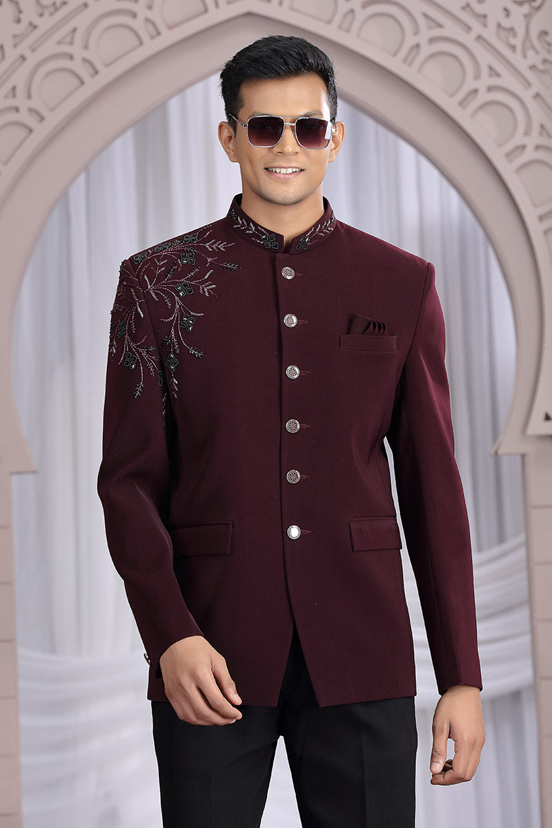 Indian Formalwear for Men – Wine Suit Set PR