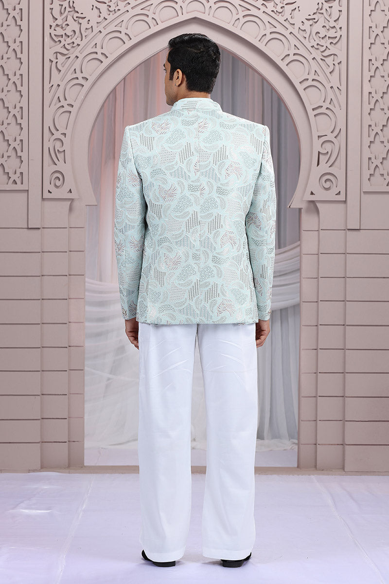 Party Ready Indo-Western Suit – Men's Pista Green Look PR