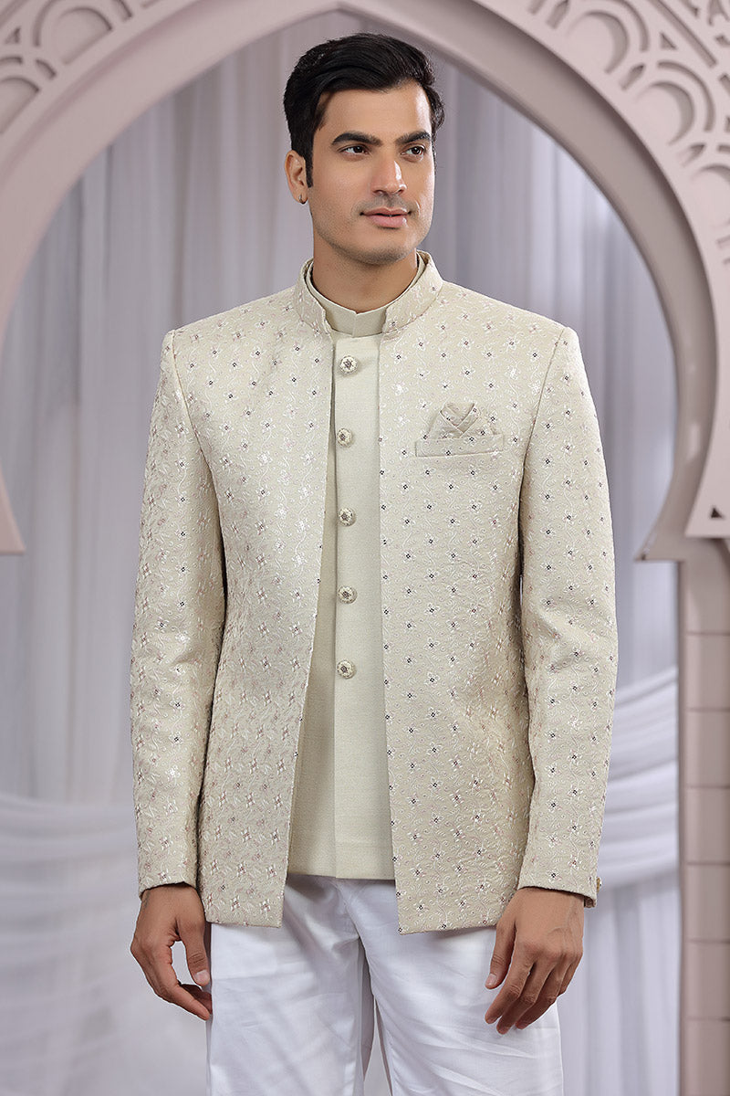 Modern Jodhpuri Suit-Party-Ready in Pastel Beige PR