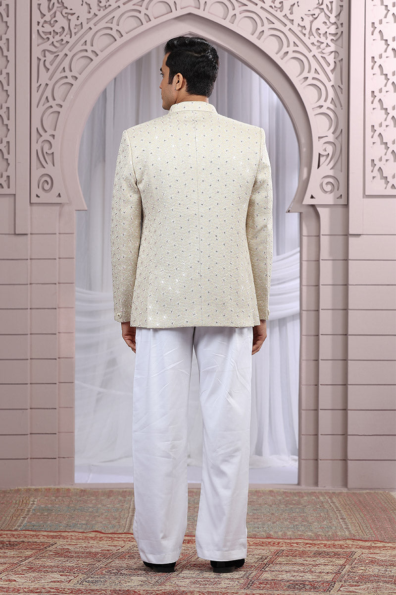 Modern Jodhpuri Suit-Party-Ready in Pastel Beige PR