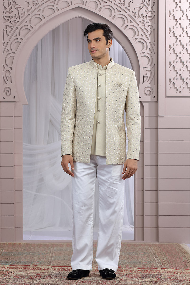 Modern Jodhpuri Suit-Party-Ready in Pastel Beige PR