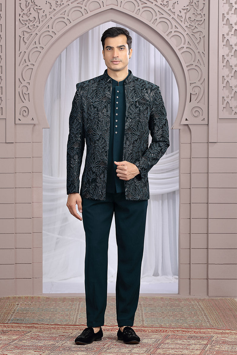 Teal Green Dream Festive Wear Jacket for Men PR