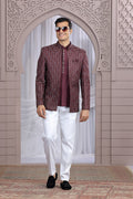 Indian Festive Imported Plain Fabric Jacket – Elegant Wine PR