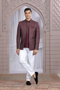 Indian Festive Imported Plain Fabric Jacket – Elegant Wine PR
