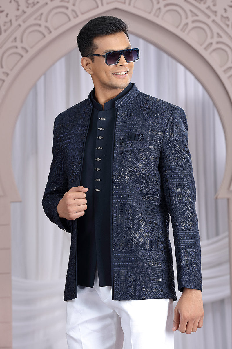 The Ultimate Sangeet Look – Navy Blue Jacket Only PR