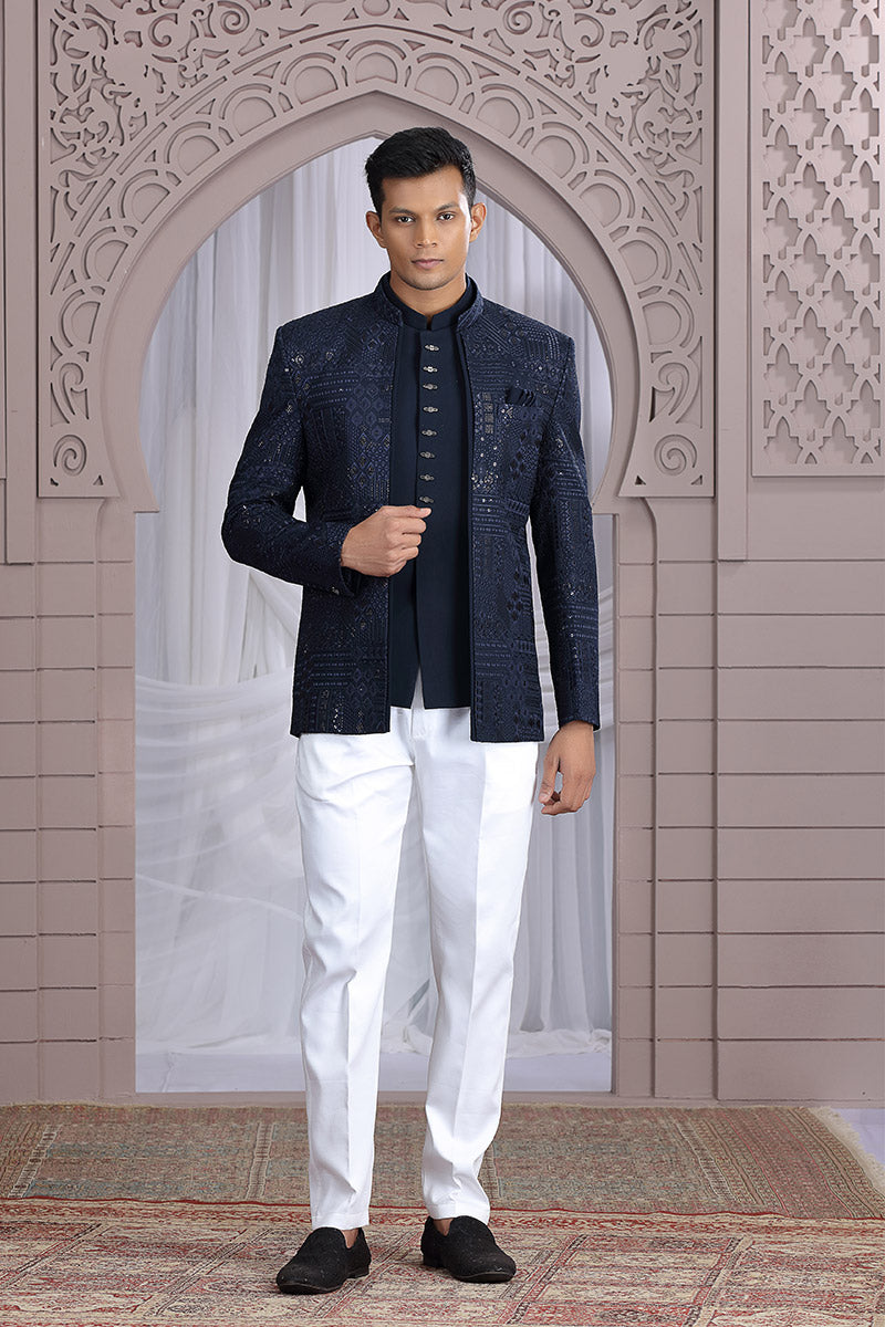 The Ultimate Sangeet Look – Navy Blue Jacket Only PR