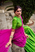 Zari Work Green Lehenga with Embroidered Pink Dupatta PR