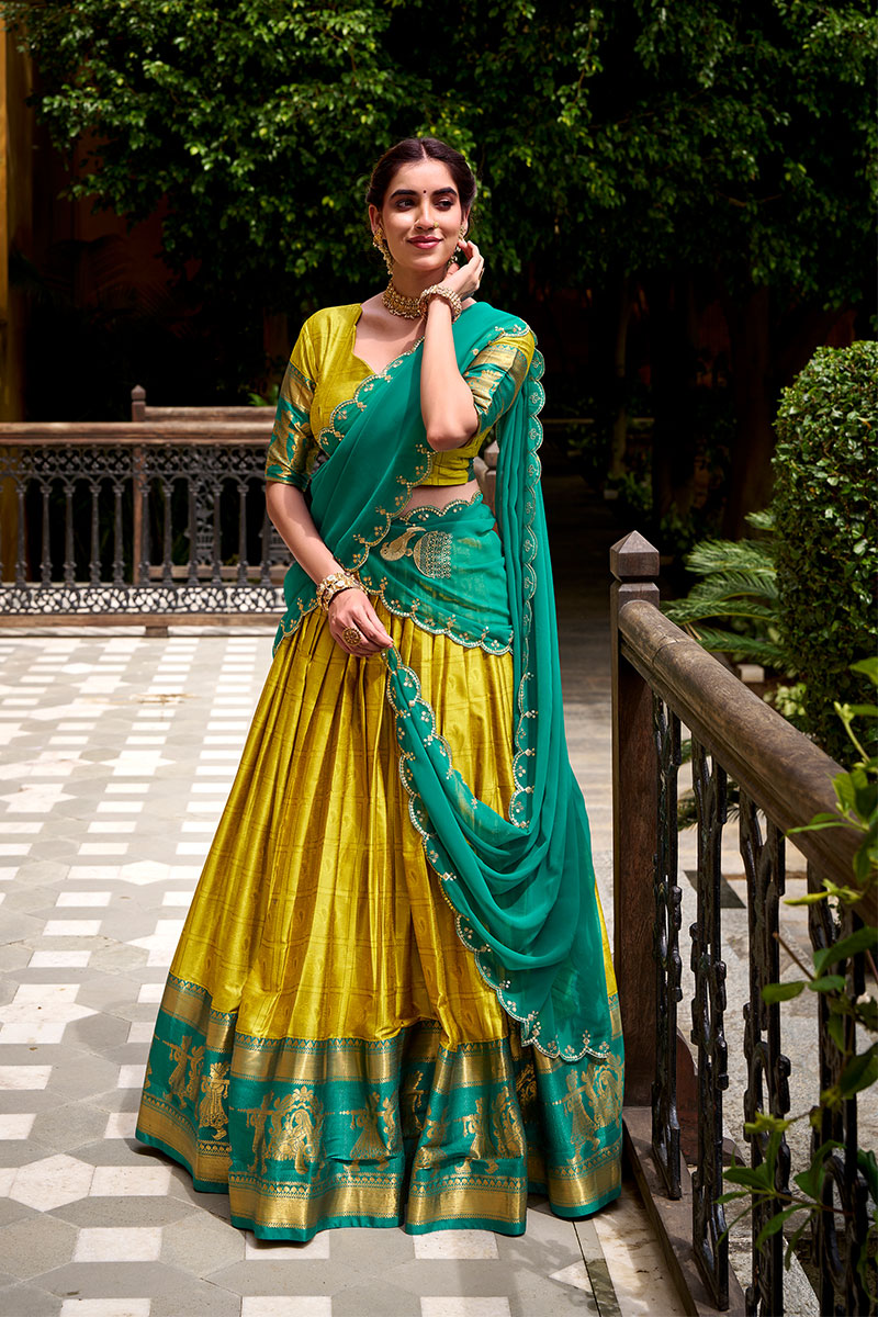 Wedding & Festival Mustard Lehenga Set with Embroidered Dupatta PR