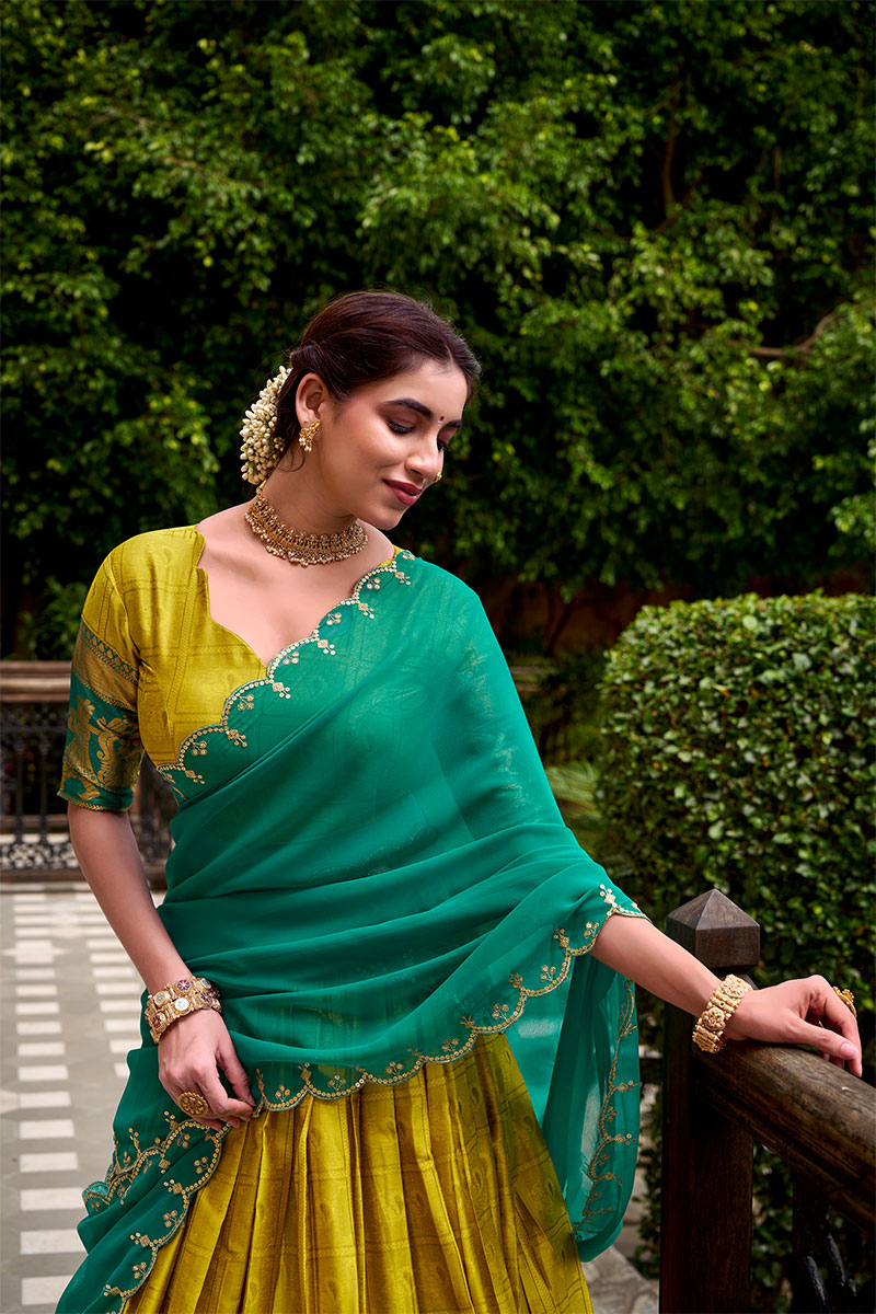 Wedding & Festival Mustard Lehenga Set with Embroidered Dupatta PR