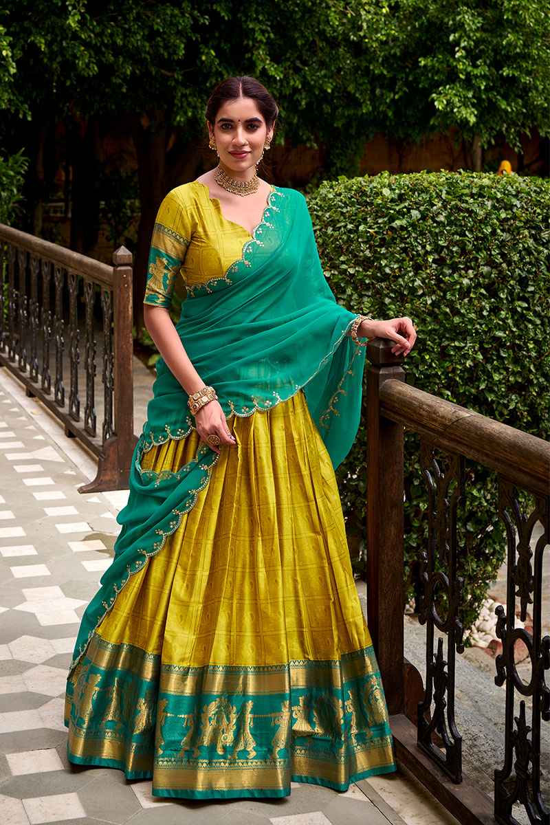 Wedding & Festival Mustard Lehenga Set with Embroidered Dupatta PR