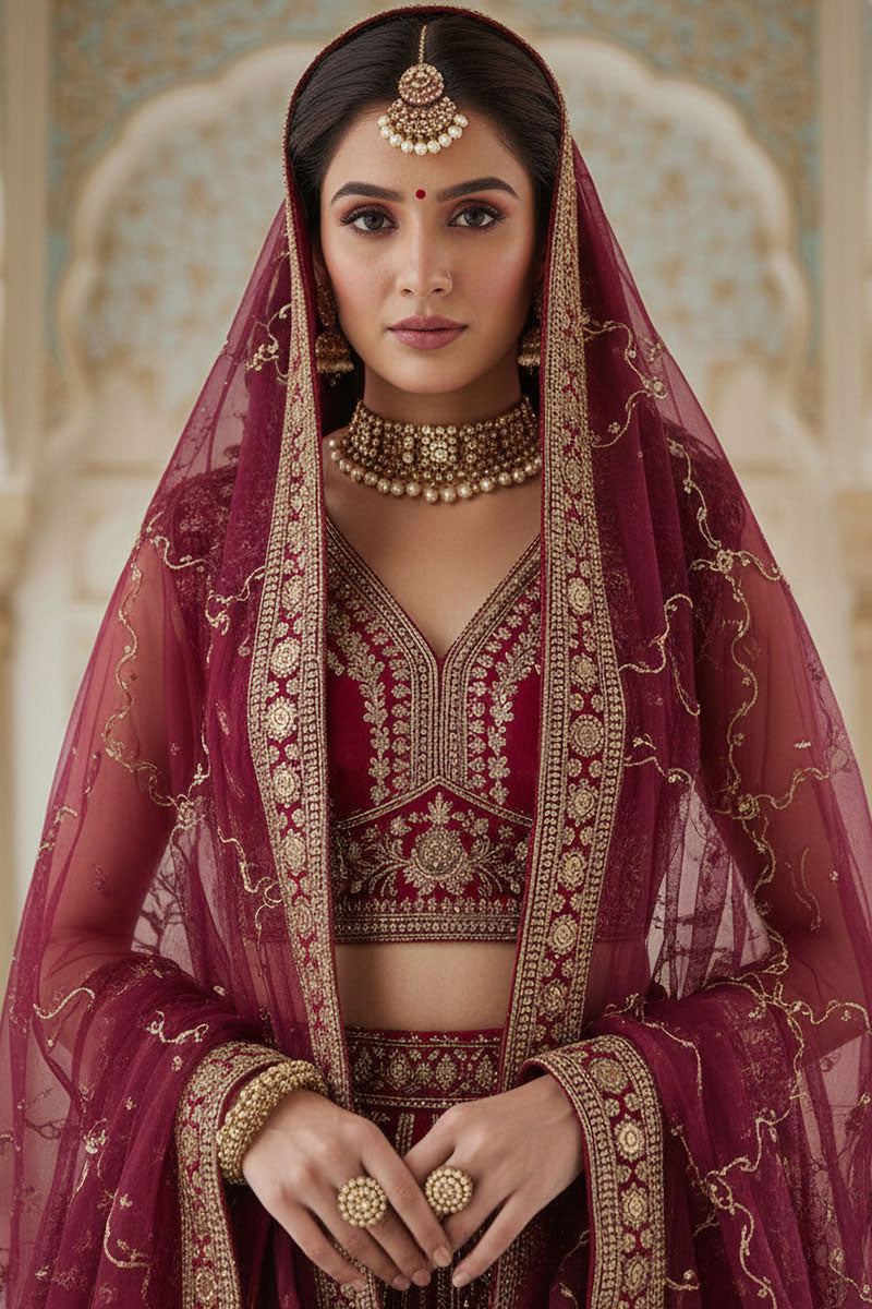Premium Pink Silk Embroidered Lehenga Choli Set for Women PR