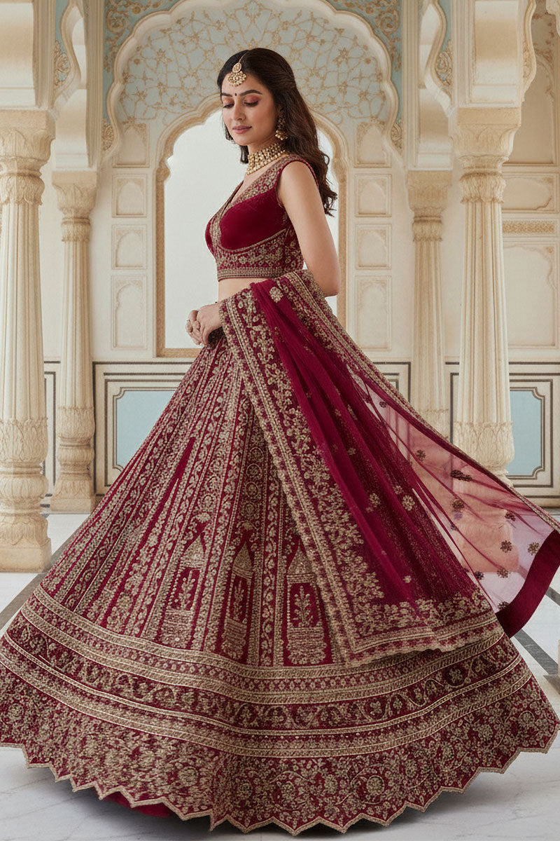 Premium Pink Silk Embroidered Lehenga Choli Set for Women PR
