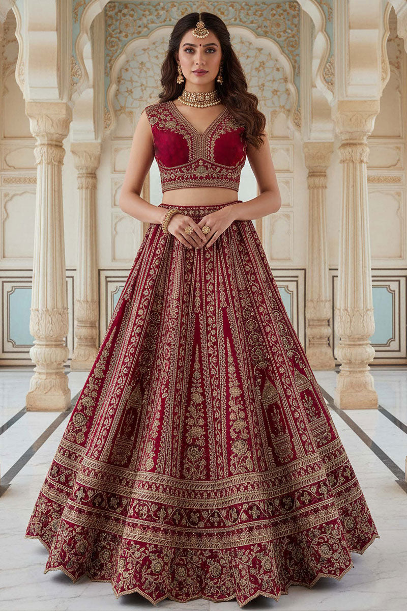 Premium Pink Silk Embroidered Lehenga Choli Set for Women PR