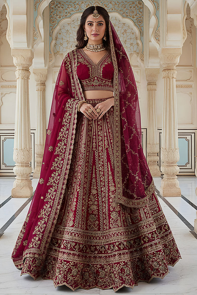 Premium Pink Silk Embroidered Lehenga Choli Set for Women PR