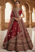 Graceful Red Silk Lehenga Set – Perfect for Weddings & Festivals PR