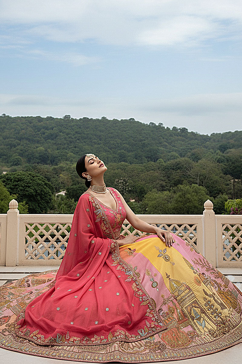 Multi Colour Silk Lehenga Choli with Soft Silk Dupatta – Fancy Work Design PR