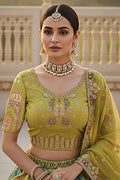 Designer Green Silk Bridal Lehenga Choli with Dupatta PR