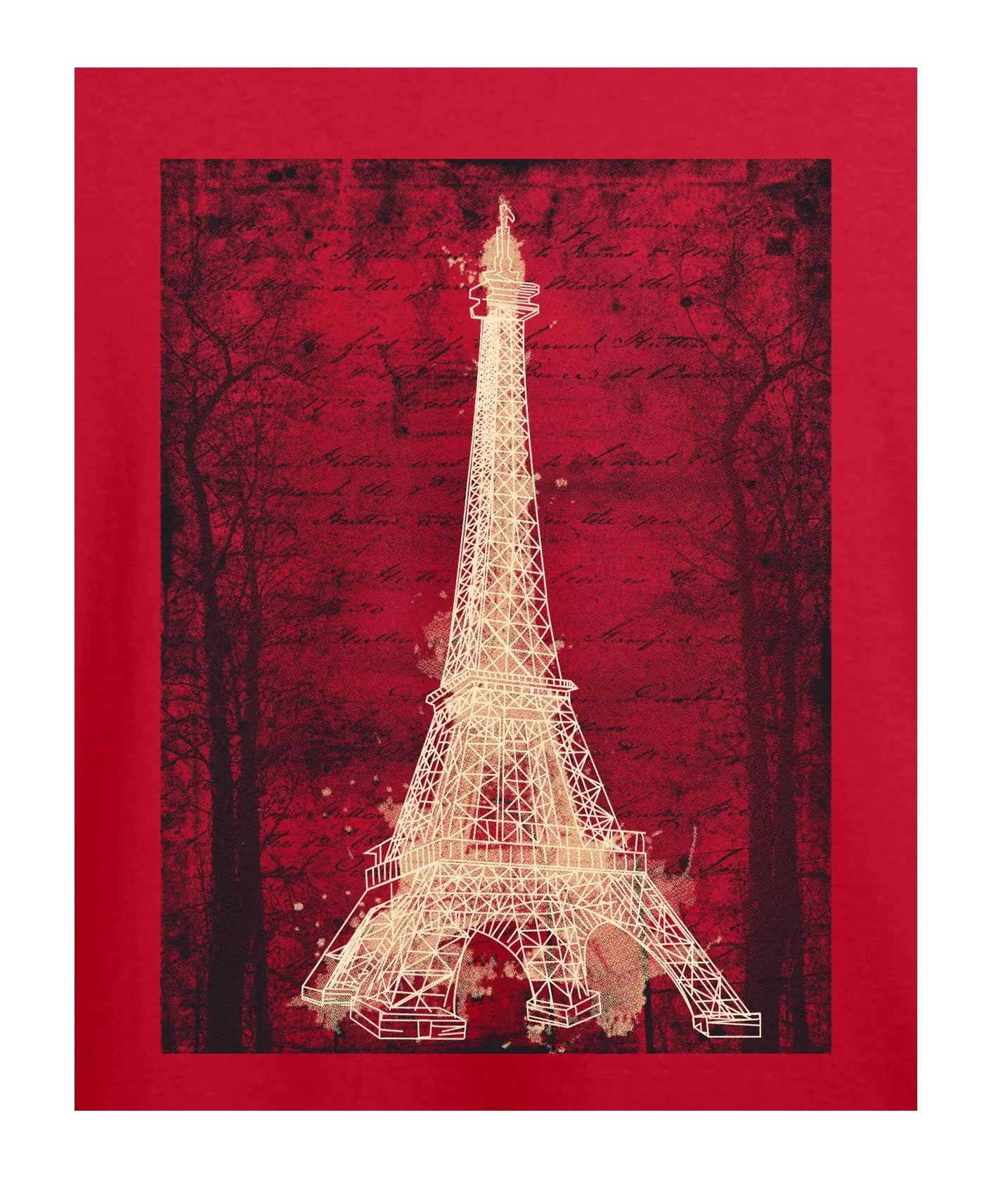 "Paris, The Wonder Art" Printed T-Shirt – Premium Round Neck - Red - 100% Cotton Offbeat