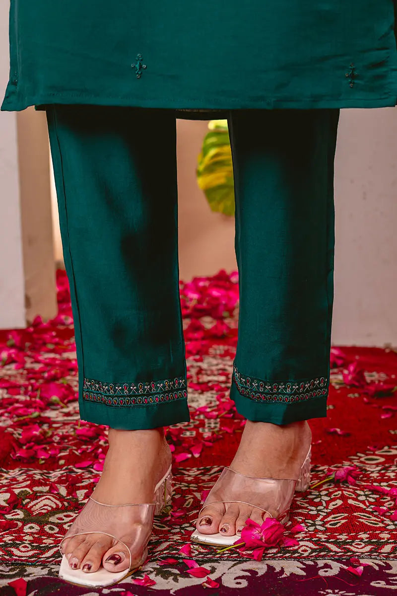Peach Floral Printed Cotton Kurta Set with Print Dupatta RTI