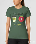 Perfect Couple Coffee & Donut Graphic T-Shirt – Basil Green - 100% Cotton Offbeat