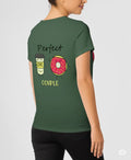 Perfect Couple Coffee & Donut Graphic T-Shirt – Basil Green - 100% Cotton Offbeat