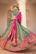 Rama Green Banarasi Silk Bridal Lehenga with Zari & Mirror Work VA