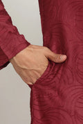 Red Jacquard Kurta for Men – Festive & Formal Wear KSF