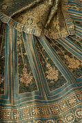 Regal Green Tissue Lehenga with Banarasi Patchwork & Intricate Zari Embroidery KSR