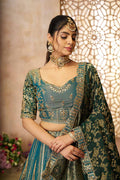 Regal Green Tissue Lehenga with Banarasi Patchwork & Intricate Zari Embroidery KSR