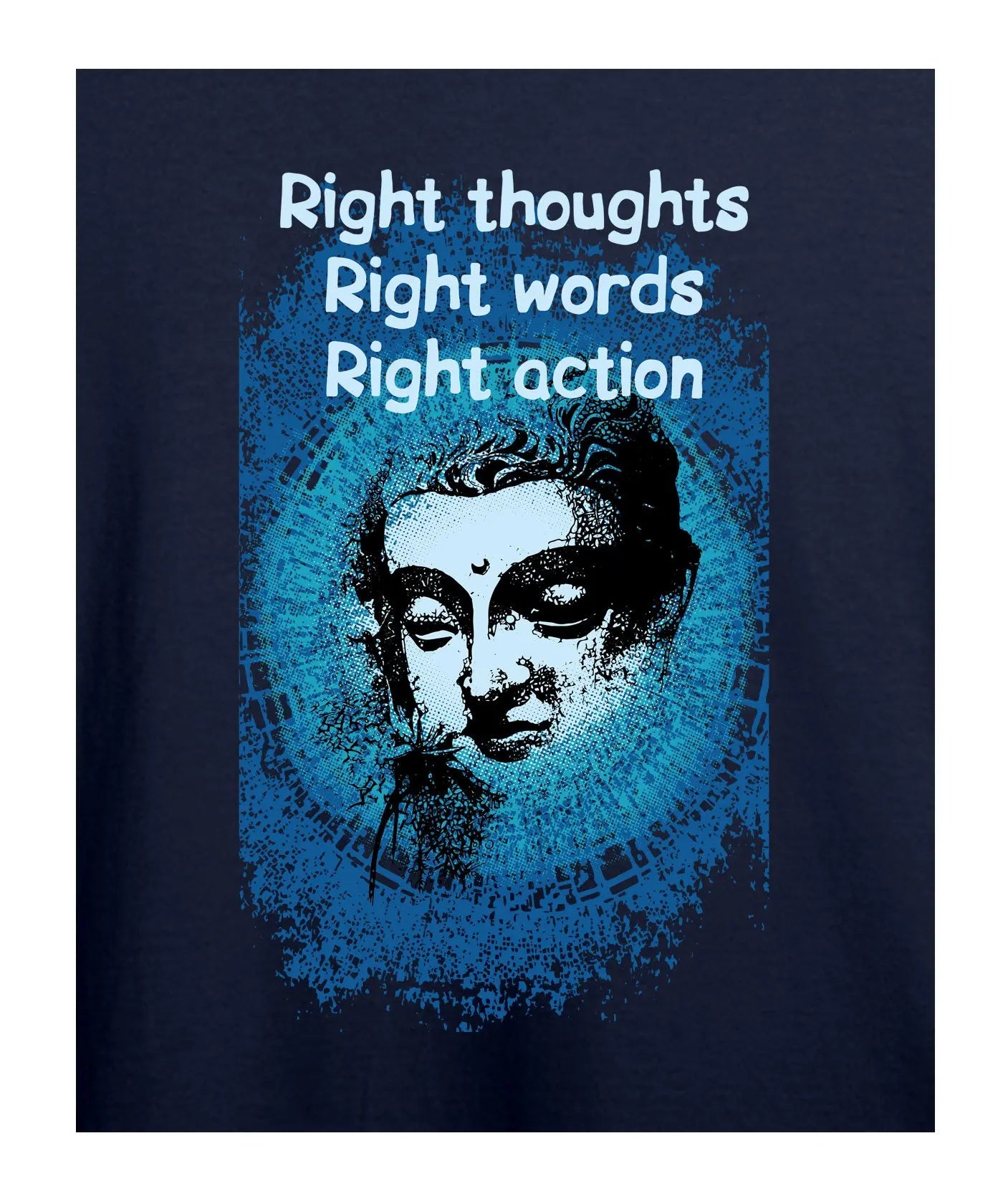 "Right Thoughts" Printed T-Shirt – Premium Round Neck - Navy Blue - 100% Cotton Offbeat