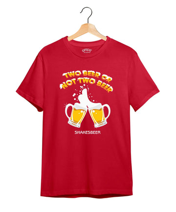 "Shakesbeer " Printed T-Shirt – Premium Round Neck - Red - 100% Cotton Offbeat