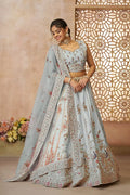 Sky Blue Zari Silk Lehenga Choli with Sequins Work – Reception Wear KSR