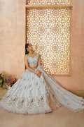 Sky Blue Zari Silk Lehenga Choli with Sequins Work – Reception Wear KSR