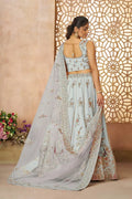 Sky Blue Zari Silk Lehenga Choli with Sequins Work – Reception Wear KSR