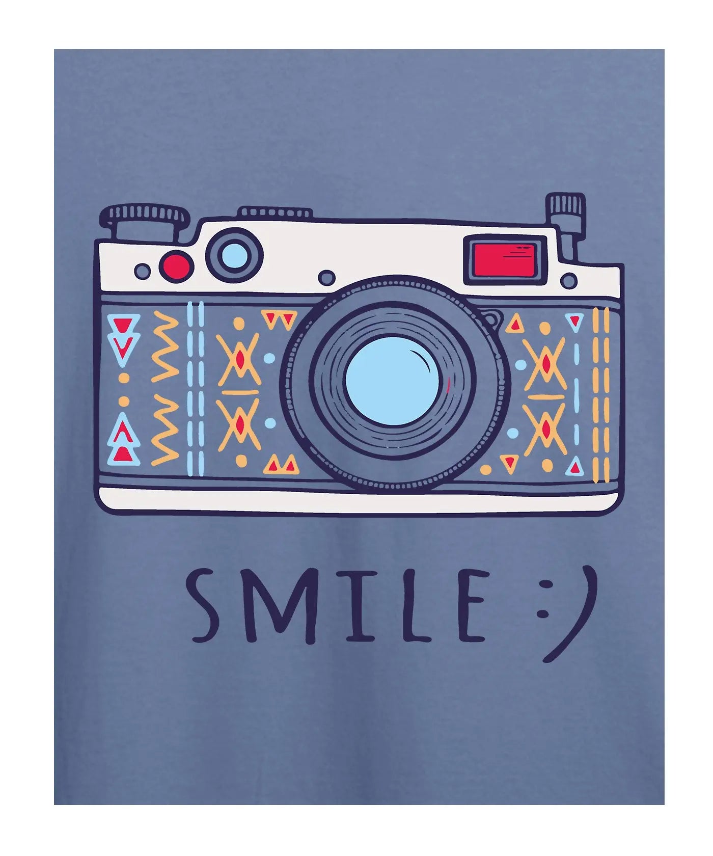 "Smile" - Women’s T-Shirt – Premium Round Neck - Pigeon Blue - 100% Cotton Offbeat