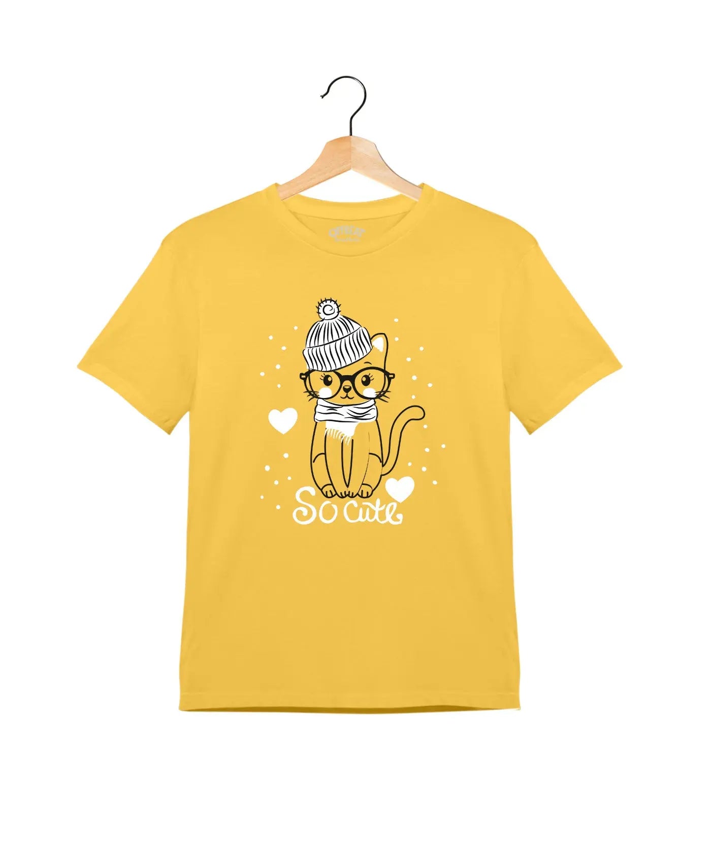 "So Cute" - Kids Unisex T-Shirt – Premium Round Neck - Minion Yellow and Pigeon Blue - 100% Cotton Offbeat