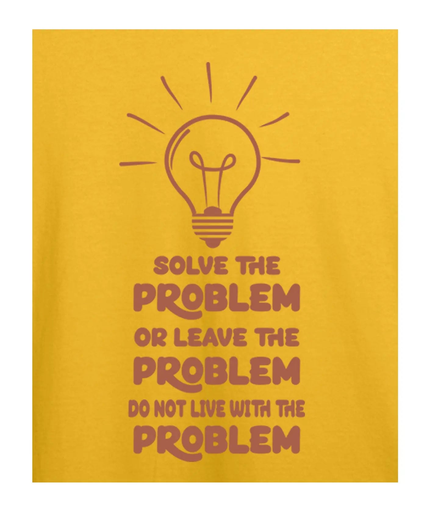 "Solve the Problem" Printed T-Shirt – Premium Round Neck - Sunflower Yellow and Navy Blue - 100% Cotton Offbeat