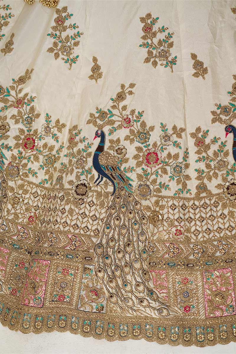 Stunning White Zari Silk Bridal Lehenga with Intricate Embroidery KSR