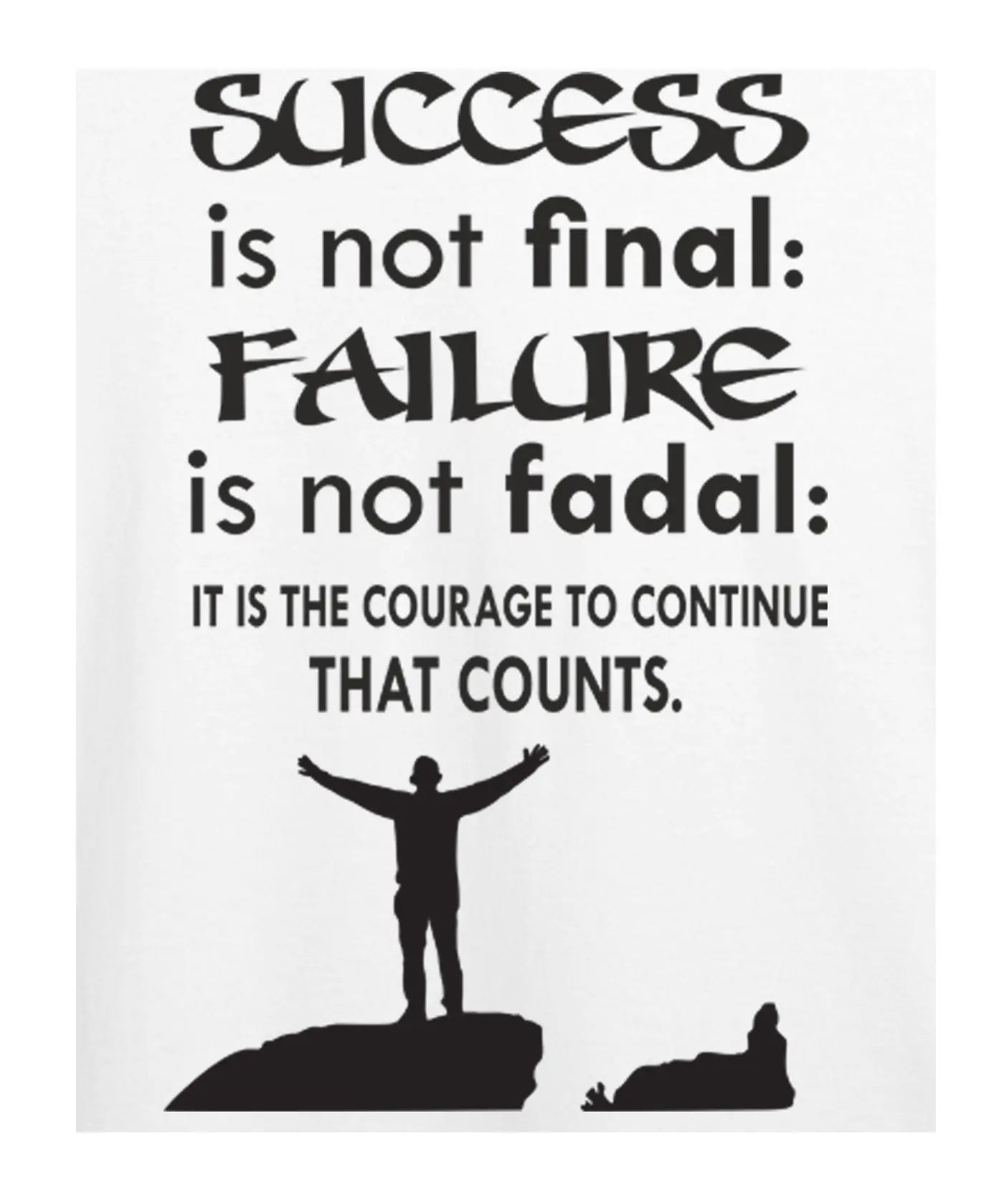 "Success and Failure" Printed T-Shirt – Premium Round Neck - Electric Blue and White - 100% Cotton Offbeat