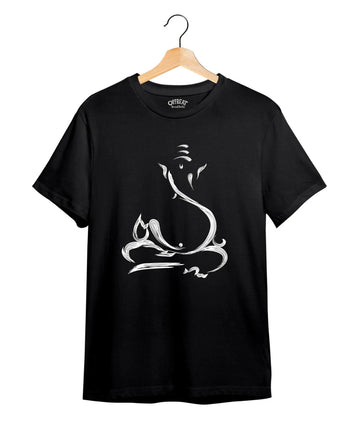 "Suyash Ganesha" Printed T-Shirt – Premium Round Neck - Black - 100% Cotton Offbeat